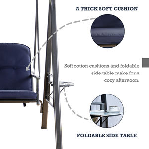 كرسي أرجوحة للفناء 3 مقاعد من هيربرت ديلوكس ، غطاء قابل للتعديل للخدمة الشاقة ، وسادة خلفية للخارج - Product Image 5