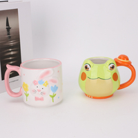 Tasse à café/thé en céramique 3D Redeco motif grenouille et lapin, motif floral, cadeau, vente en gros, logo personnalisé, collection Printemps