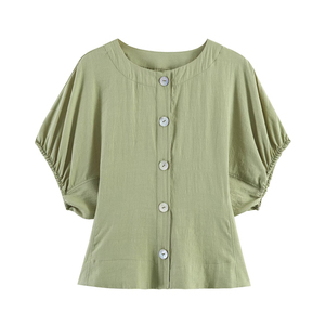 Blusa Vintage de Manga Abullonada Estilo Francés 2026 Personalizada - Blusa de Corte Holgado, OEM/ODM por Fábrica de Ropa China - Product Image 1