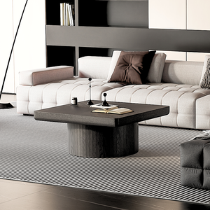 Modern Wood Nesting Coffee Table <b>Set</b> 2-Piece Cylindrical Fluted Pedestal Eco-Friendly Durable Living Room Furniture - Product Image 2