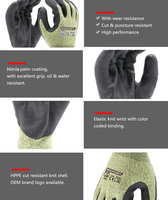 Gants de sécurité MaxiPact ANSI niveau de coupe 4 HPPE, enduits de mousse de nitrile, respirants, antidérapants, pour travaux lourds de manutention de métaux et de verre