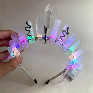 LED luminous hairband natural crystal with light hair accessory cosplay decoration crown headwear