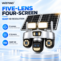 Wistino 5 Lens PTZ 16MP AI Human Tracking Outdoor Security CCTV Dual Fixed Lens Dual Zoom Lens 4G Sim IP Surveillance AOV Camera