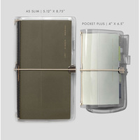 Couverture de carnet de voyage minimaliste en vinyle transparent A5 A6, reliure élastique, rechargeable, pour les voyages et le bureau