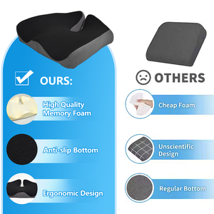 Ergonomic U Shape <b>Memory</b> <b>Foam</b> Seat Cushion for Chair Buttocks Support Black and Gray Solid Color - Product Image 2