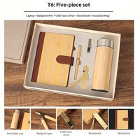 Ensemble Cadeau d'Affaires Haut de Gamme en Bois de Bambou : Tasse Isotherme, Carnet, Stylo, Clé USB – Style Chinois, Boîte Cadeau Culturelle et Créative