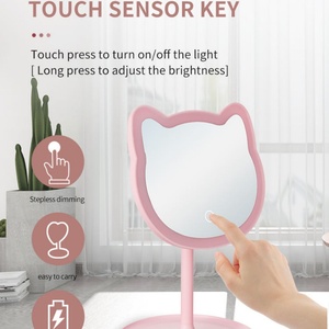 LED Cat Ears <b>Mirrors</b> <b>Lighted</b> Glass Cosmetic <b>Mirror</b> Bathroom Tabletop Stand Cat <b>Makeup</b> <b>Mirror</b> - Product Image 5