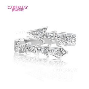 CADERMAY Moissanite Ring S925 Sterling Silver Arrow Shape Pave Setting Unisex Everyday Wear - Product Image 5
