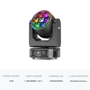 ไฟเวทีแบบเคลื่อนย้ายได้ 175W, 7x30W RGBW + 30x0.5W RGB LED, ซูม 4.5-45 องศา สำหรับงานจัดงานอีเว้นท์ - Product Image 5