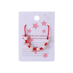 Pulsera de cuentas Seven Star Festival, roja y blanca, con perlas de imitación, de acero inoxidable, hecha a mano, amuleto de protección para mujer, a la moda. - Product Image 2
