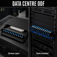 Panel Patch Fiber Optik LC 1U 12 Port 24 Core, Rak Mount ODF dengan Splice Tray untuk Pusat Data