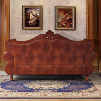 Canapé en cuir véritable de style européen en forme de U, suite de salon en cuir pleine fleur, chaise longue luxueuse en bois massif sculpté