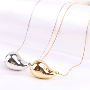 Collar de Cadena de Serpiente de Acero Inoxidable con Forma de Lágrima, 32 mm, Dorado y Plateado, para Uso Diario, Regalo, Joyería - Product Image 1