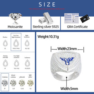 Chất lượng cao GRA chứng nhận moissanite kim cương mạ vàng 925 Sterling Silver Men mạ BAT <span class=keywords><strong>Triangle</strong></span> nhẫn cho nam giới - Product Image 6