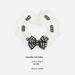 Handgemaakte Luxe Kat Hond Wol Gebreide Hals Sjaal Cartoon Stijl Brief <span class=keywords><strong>Print</strong></span> Patroon Duurzame Huisdier Sieraden Lint Kragen - Product Image 5