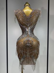Vestido de Noche de Poliéster con Pedrería Brillante, Traje de Cantante para Escenario, Vestido de Gala de Lujo para Fiesta de Cumpleaños, Bailarina de Club Nocturno - Product Image 3