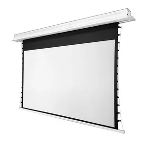 72"-150" modern in ceiling recessed ambient light rejecting ALR electric/motorized tab tension projector screen