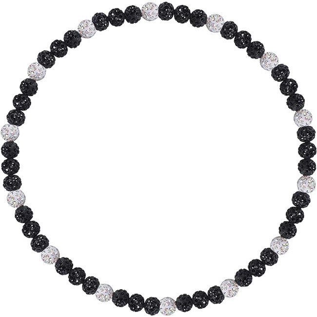 Men's Colored Glitter Rhinestone Bead Necklace Baseball Necklace