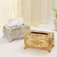 Boîte à mouchoirs de luxe de style européen dorée, support en PP, décoration de table, distributeur de serviettes personnalisé, décoration intérieure, vente en gros