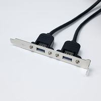 Cable de Extensión USB 3.0 de Doble Puerto Hembra con Montaje en Panel de Tornillos de 20 Pines para Placa Base, Carga Rápida de 3A, Blindaje Trenzado para Computadoras