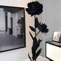 Fleurs en papier géantes faites à la main en gros, roses noires géantes sur pied pour mariage, Saint-Valentin, événements, anniversaires