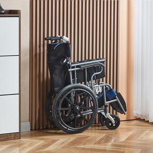 Silla de Ruedas Manual Ligera Plegable de Acero al Carbono, Ayuda para la Movilidad de Personas Mayores, para Viajes - Product Image 3