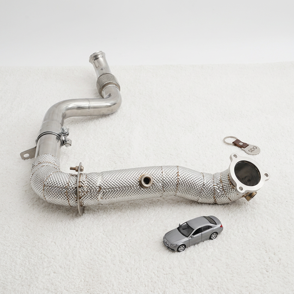 VantaFlow High Performance Straight Downpipe Exhaust Pipe for Mercedes-Benz CLA250 2.0T 2014-2021Stainless Steel With Heat Shield