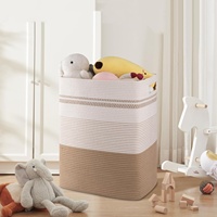 Panier à linge spacieux en cèdre, panier de rangement décoratif en corde de coton tressée pour couvertures, panier à linge pour le salon