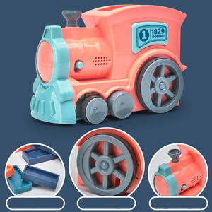 Jouet d'empilage de dominos automatique lumineux et sonore pour enfants, train de dominos électrique en plastique éducatif de haute qualité - Product Image 4