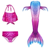 Maillot de bain queue de sirène d'été pour filles, tenue de performance, costume de cosplay, maillot de bain pour enfants, grande taille, kit en polyester