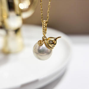 Accesorios DIY 31481, Colgante de Plata con Calabaza Vacía para Colgar, Collar de Moda S925 con Cuentas de 9-12 mm, Colgantes y Dijes de Perlas - Product Image 1