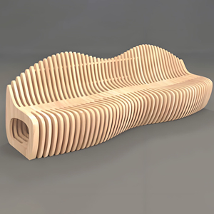 Y539 Custom Wood Slice Curved <b>Sofa</b> Art Bench for Exhibition Space Restaurant Seating Indoor Mall <b>Small</b> Apartment Hotel Reception - Product Image 2