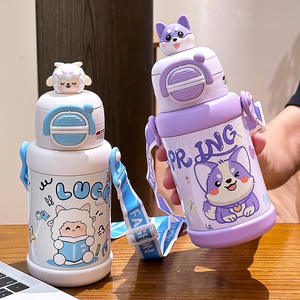 Bouteille d'eau isotherme Lugy pour enfants 500 ml avec double paille – Thermos de rentrée scolaire pour enfants – Été 2025 - Product Image 4