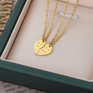 Sin deslustre 2 unids/set collar con colgante de corazón de acero inoxidable chapado en oro <span class=keywords><strong>mejor</strong></span> amigo amistad BFF <span class=keywords><strong>regalo</strong></span> de joyería de moda - Product Image 3