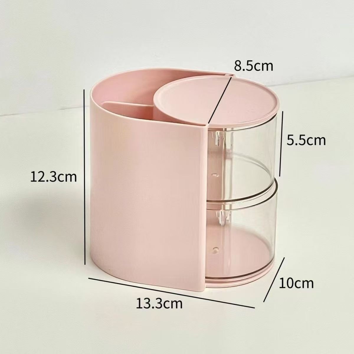 Compartmentalized Rotating Storage Box [Pink 2-Layer]