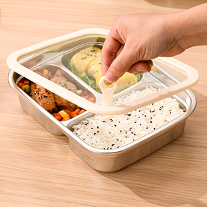 304 Stainless Steel Food Storage <b>Box</b> with Glass Lid, Microwave-Safe, Airtight <b>Compartment</b> <b>Lunch</b> <b>Box</b> - Product Image 3