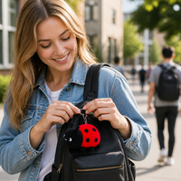 Porte-clés peluche Zaves Coccinelle - Jouet en peluche mignon et durable, respectueux de l'environnement, breloque de sac avec anneau métallique, accessoire souple de 4 pouces pour sac à dos