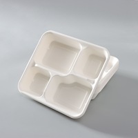 Boîte à lunch biodégradable, emballage pour la restauration rapide, conteneur alimentaire à 6 compartiments, assiette jetable pour restaurant