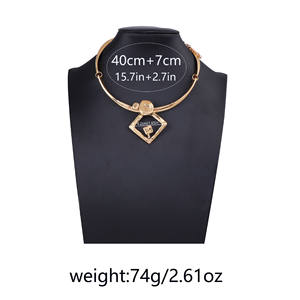 สร้อยคอโลหะผสมทรงกลมเรขาคณิตแนวพังก์แฟชั่นสำหรับผู้หญิง - Product Image 2