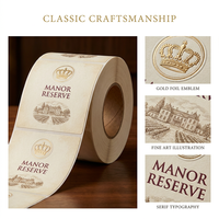 Etiquetas Personalizadas para Botellas de Vino - Rollo de Etiquetas Impermeables con Lámina Dorada Metálica para Botellas de Champán y Vino Tinto