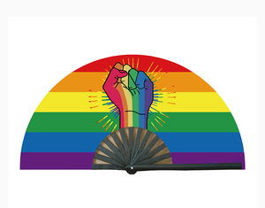 Grand Éventail Pliant pour Femmes Festivals Halloween Burlesque Arc-En-Ciel Tenues Rave Accessoires Motif Décoratif Utilisation Souvenir - Product Image 1