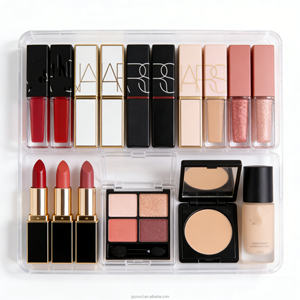 Cajas de Almacenamiento Cuadradas Multiusos con Tapas, Contenedor de Plástico Transparente Apilable a Prueba de Polvo para Almacenamiento de Maquillaje - Product Image 1