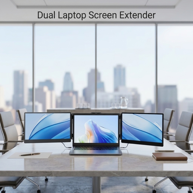 Laptop Screen Extender 14" FHD 1080P IPS Ultra-Slim Foldable Triple Screen Portable Monitor USB-C  Plug and Play