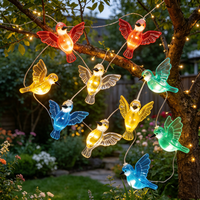 Lampes solaires LED personnalisées sur le thème des oiseaux, guirlande en fil de cuivre IP65, extérieur, blanc chaud, petite taille, haute luminosité, angle de faisceau 360°
