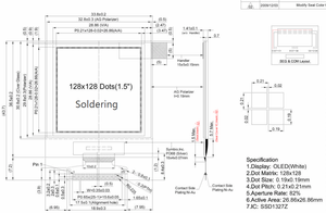 1.5 "vuông OLED hiển thị 1.5-inch 128x128 điện năng thấp LCD hiển thị - Product Image 6