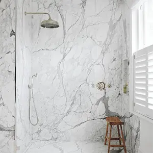 Di lusso della parete interna decorazione materiali realizzati in marmo bianco di Carrara pavimento di piastrelle per il bagno