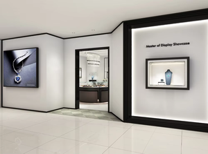 Vitrine de présentation de bijoux entièrement assemblée, verrouillable, sur pied, personnalisable avec un joli logo – Offre Spéciale - Product Image 6