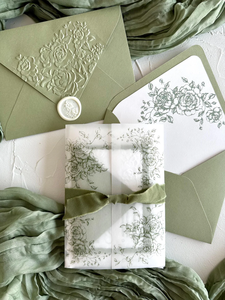 Invitaciones de Boda de Papel de Algodón Premium con Estilo de Relieve Profundo, Tarjeta de Invitación de Boda para Bodas Rústicas Vintage - Product Image 5