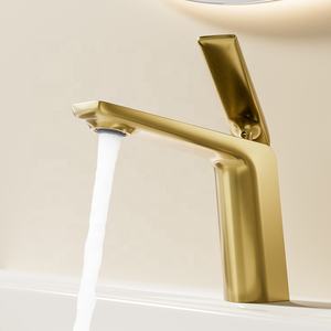 Robinet de salle de bain, eau chaude et froide, couleur or, robinet en laiton pour hôtel, prix avantageux, robinet d'eau, mélangeur de bain et de douche - Product Image 2