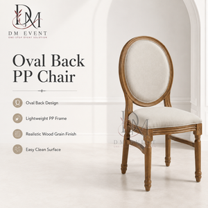 Oval Back Wood Grain PP Upholstered <b>Chair</b> with <b>Padded</b> Seat for Wedding Banquet and Hotel Events, Commercial Project Seating - Product Image 1